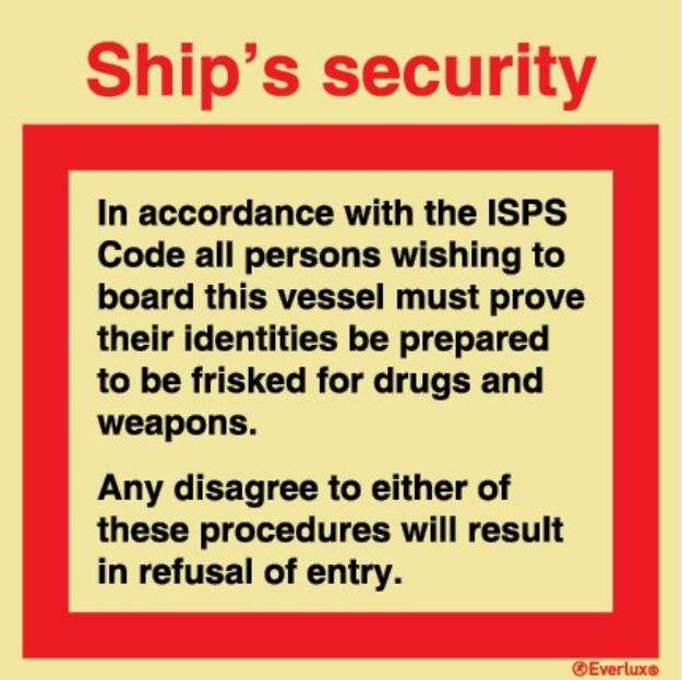 Ships security - mandatory and prohibition sign 